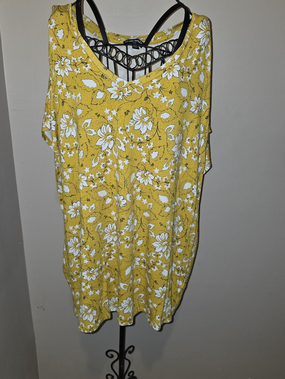 Hilary Radley Yellow Floral V-Neck Top